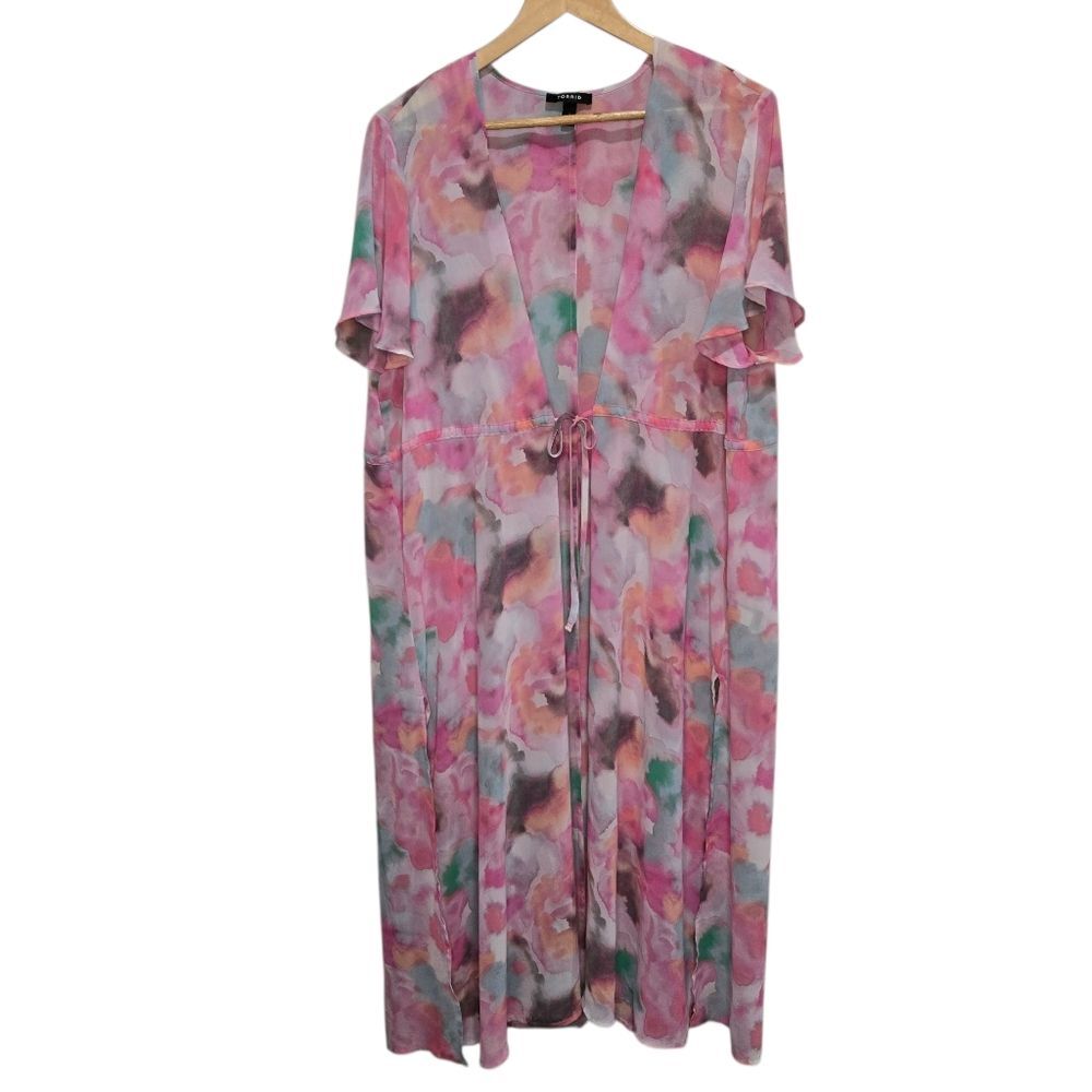 Torrid Chiffon Kimono Watercolor